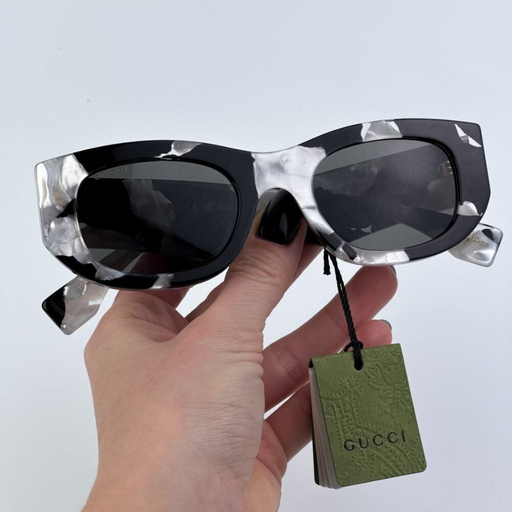 Gucci GG1627S 002 BRAND NEW Sunglasses Black Havana Grey Oval Unisex - Picture 2 of 9